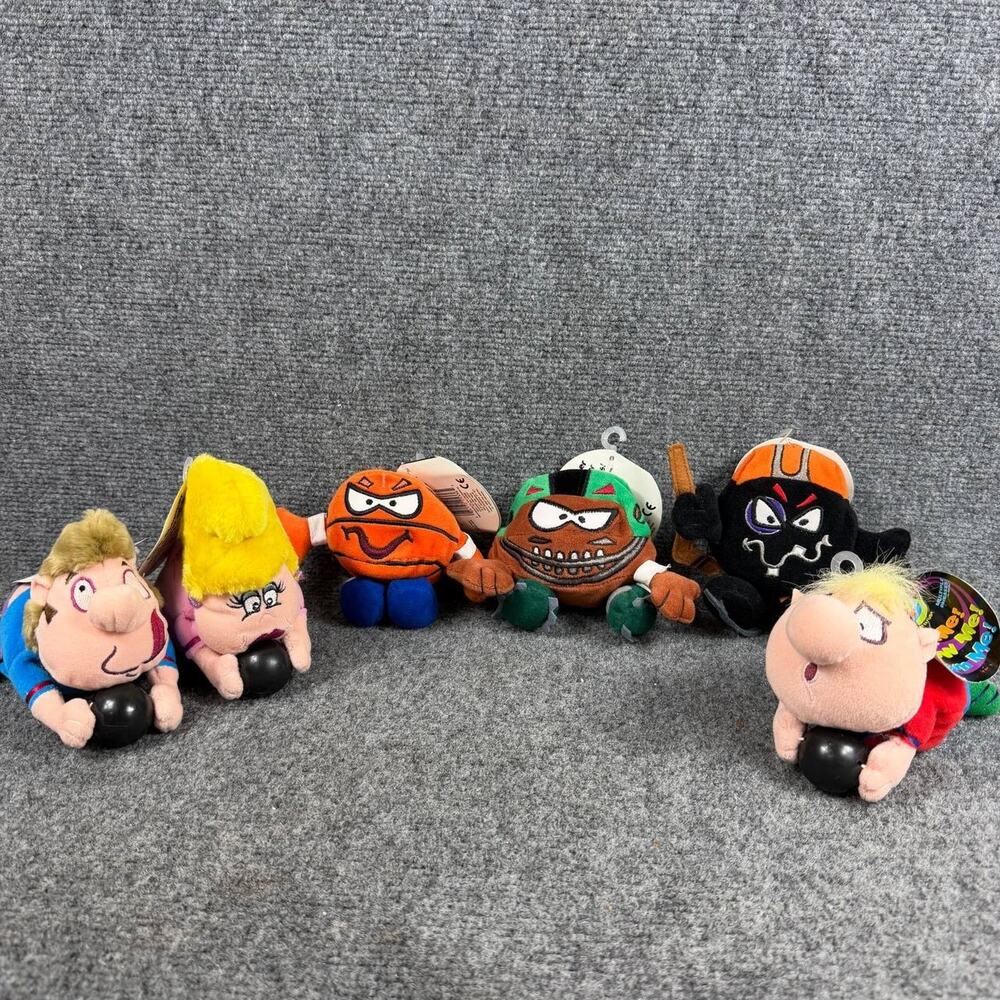Vintage 90s Silly Slammers Plush Lot of 6 Beanbag Toys 1 Works AS IS